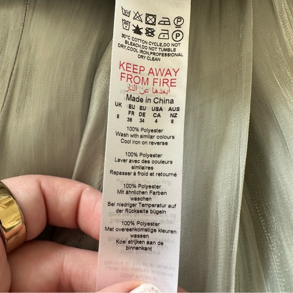 Nasty Gal (4) Iridescent High Waist Trouser Pants- Sage Green, Lightweight Sheer - Picture 13 of 13